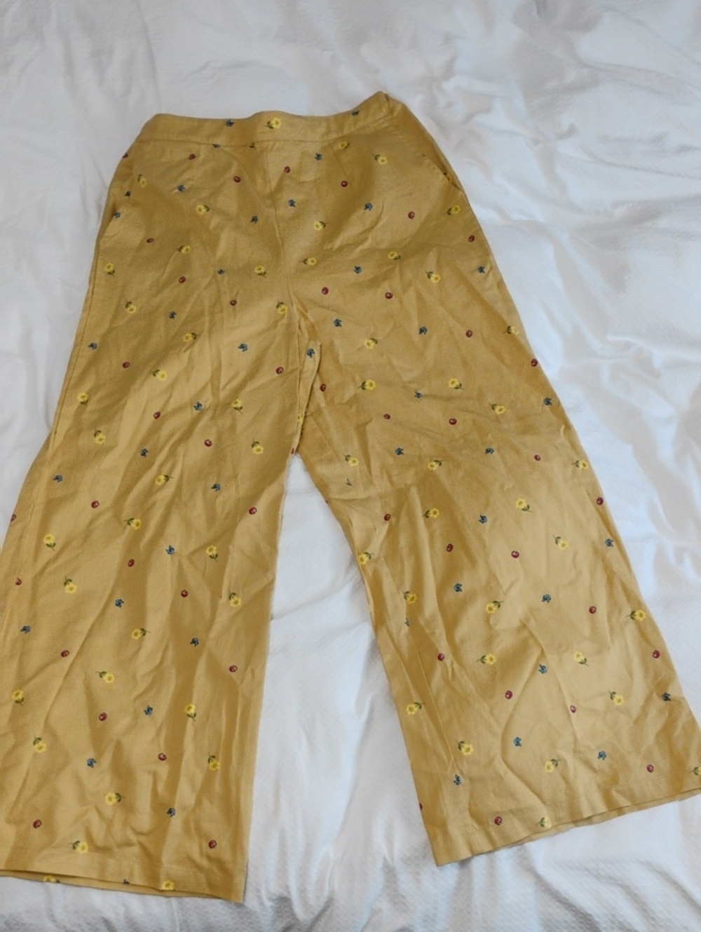 Wide-Leg Yellow Subtle Disney Print Pants